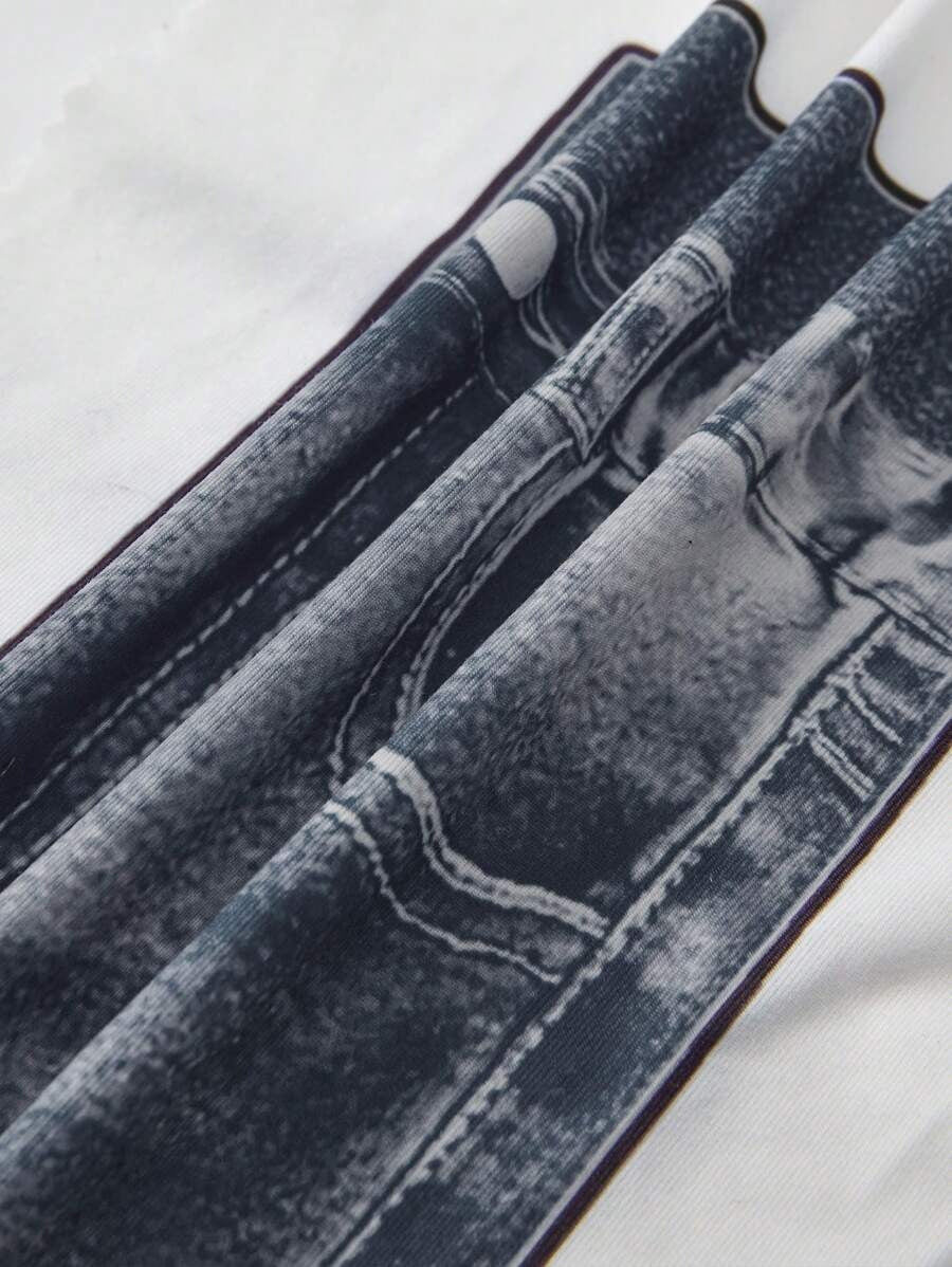 SHEIN بنطلون لقينز نسائي ضيق بتأثير الجينز