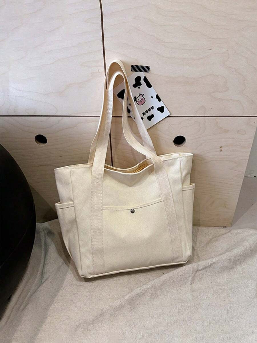 SHEIN حقيبة يد قماشية مريحة وخفيفة لون بيج