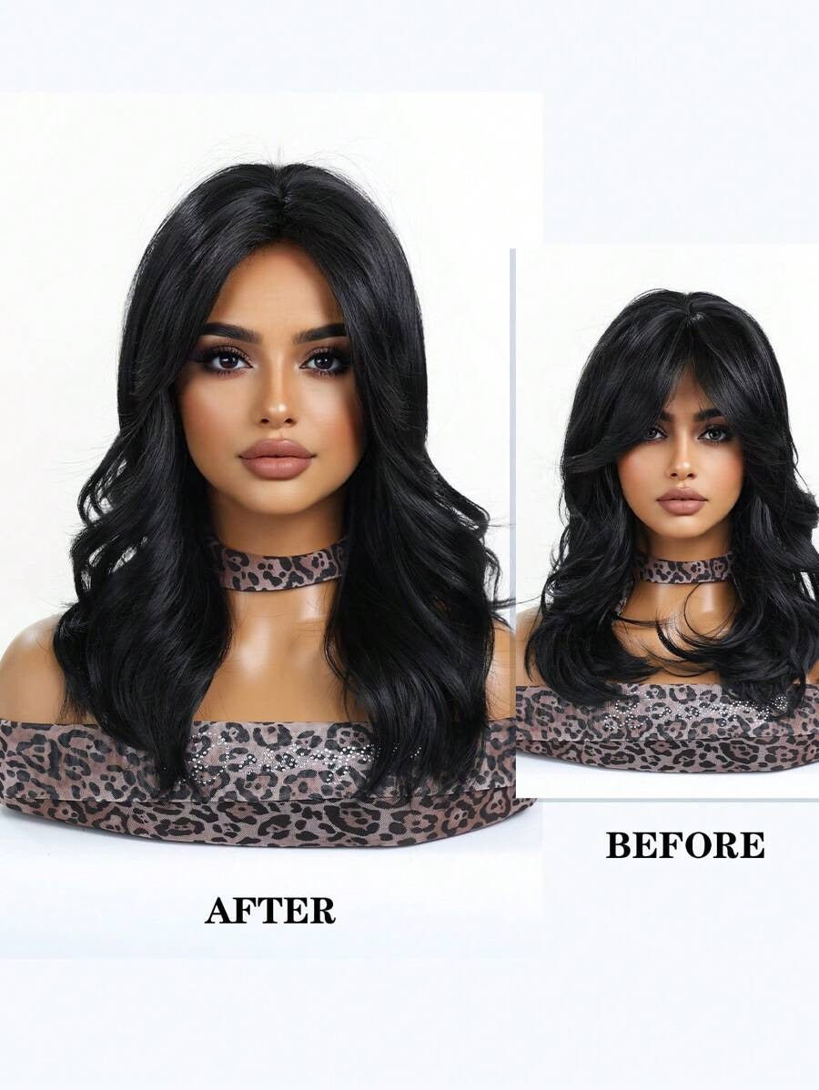 SHEIN باروكة ستايل وتر ويف شعر أسود