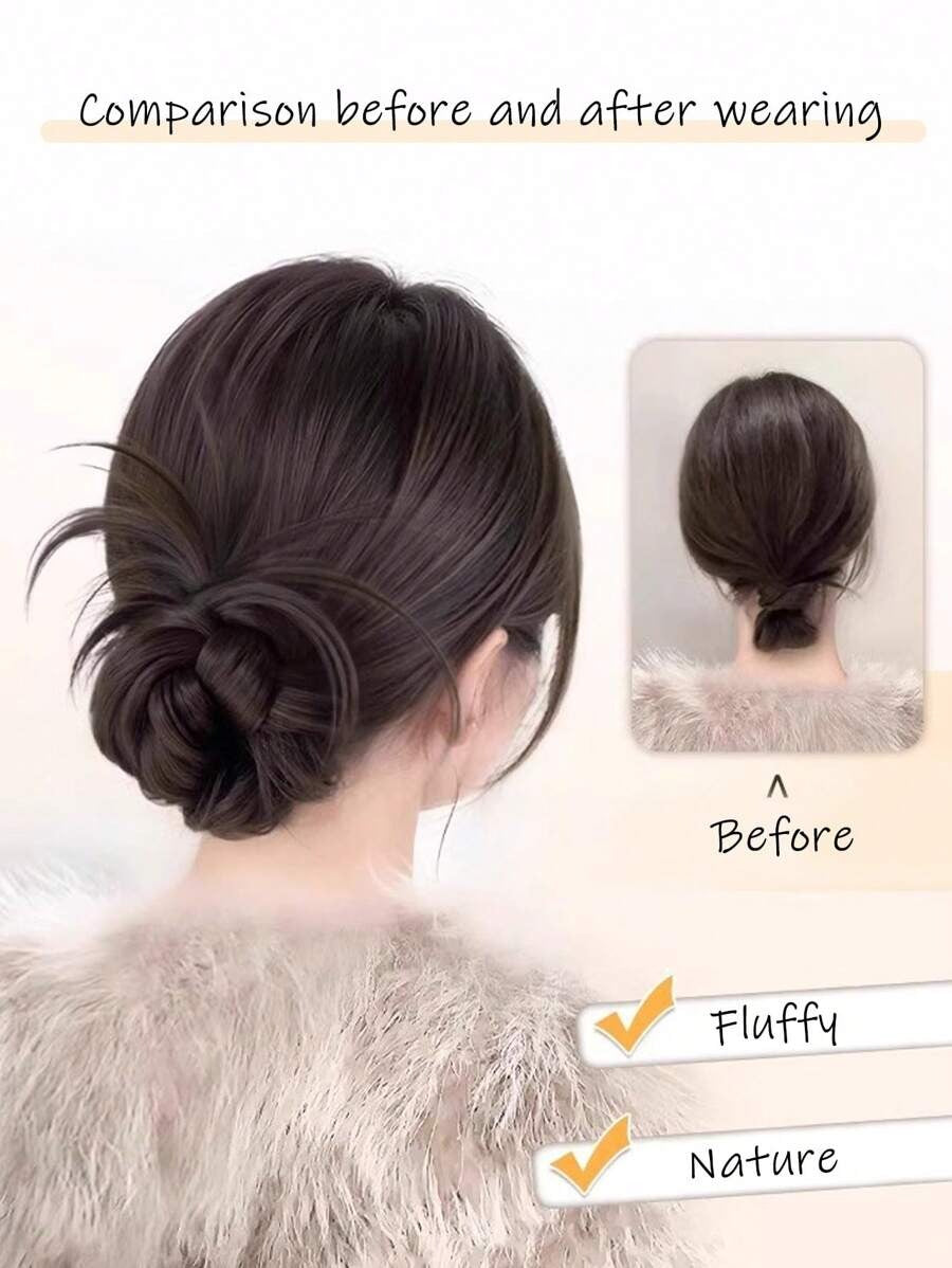 SHEIN كعكة شعر صناعية مزدوجة ربطة ملفوفة بمشبك خلفي