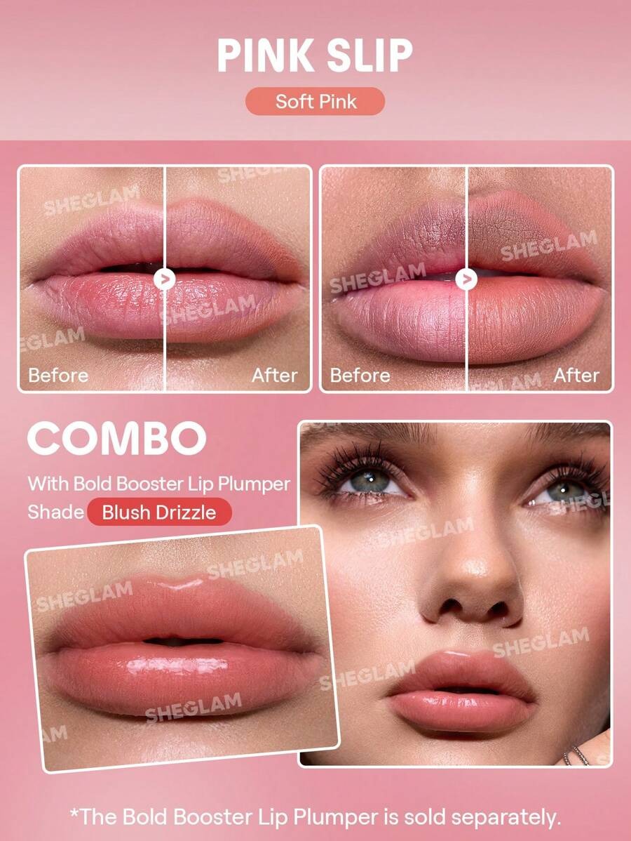 SHEGLAM Bold Booster Pink Slip قلم تحديد الشفاه المنفخ بلون