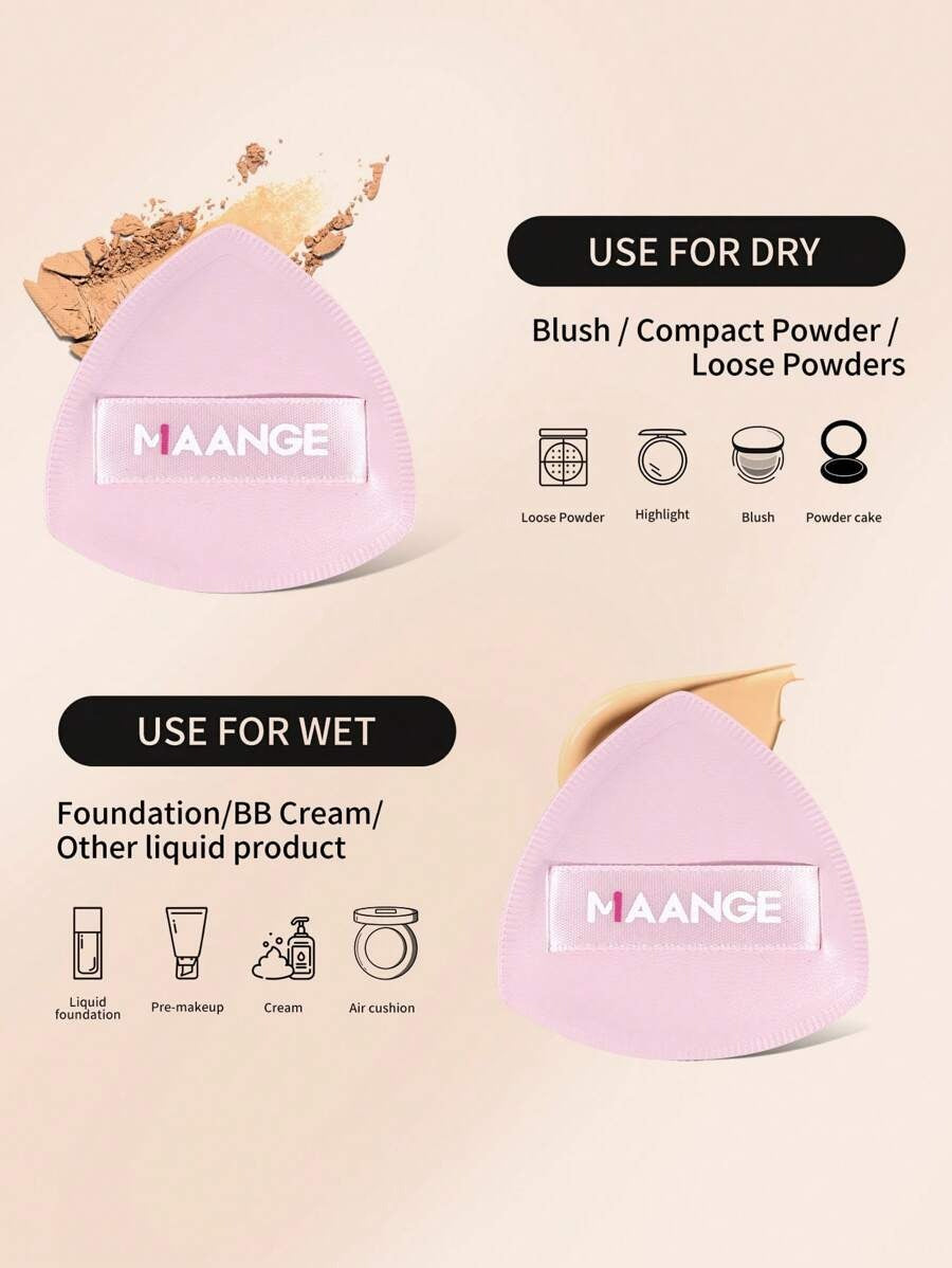 SHEIN MAANGE فرش مكياج مثلثة تصميم وردي ناعم