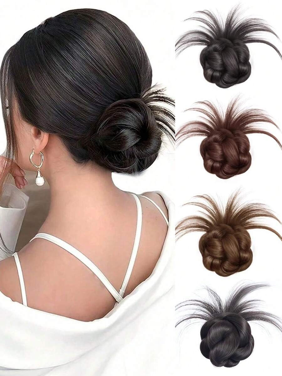 SHEIN كعكة شعر صناعية مزدوجة ربطة ملفوفة بمشبك خلفي