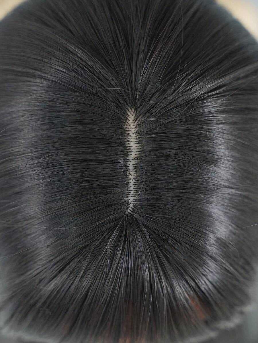 SHEIN 7JHH WIGS شعر ناعم وطويل بلون أسود طبيعي مع غرة