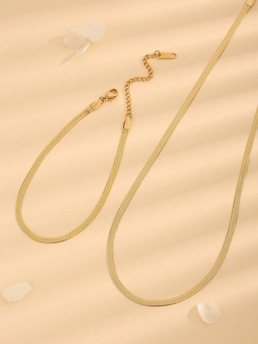 SHEIN طقم قلادة وسوار ثعبان ذهب 18 قيراط