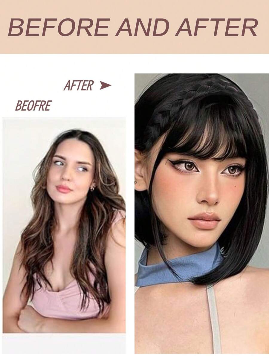 SHEIN باروكة ضفيرة مع غرة ناعمة
