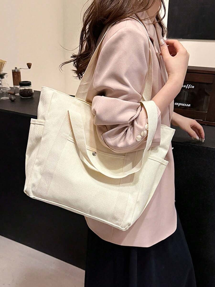 SHEIN حقيبة يد قماشية مريحة وخفيفة لون بيج