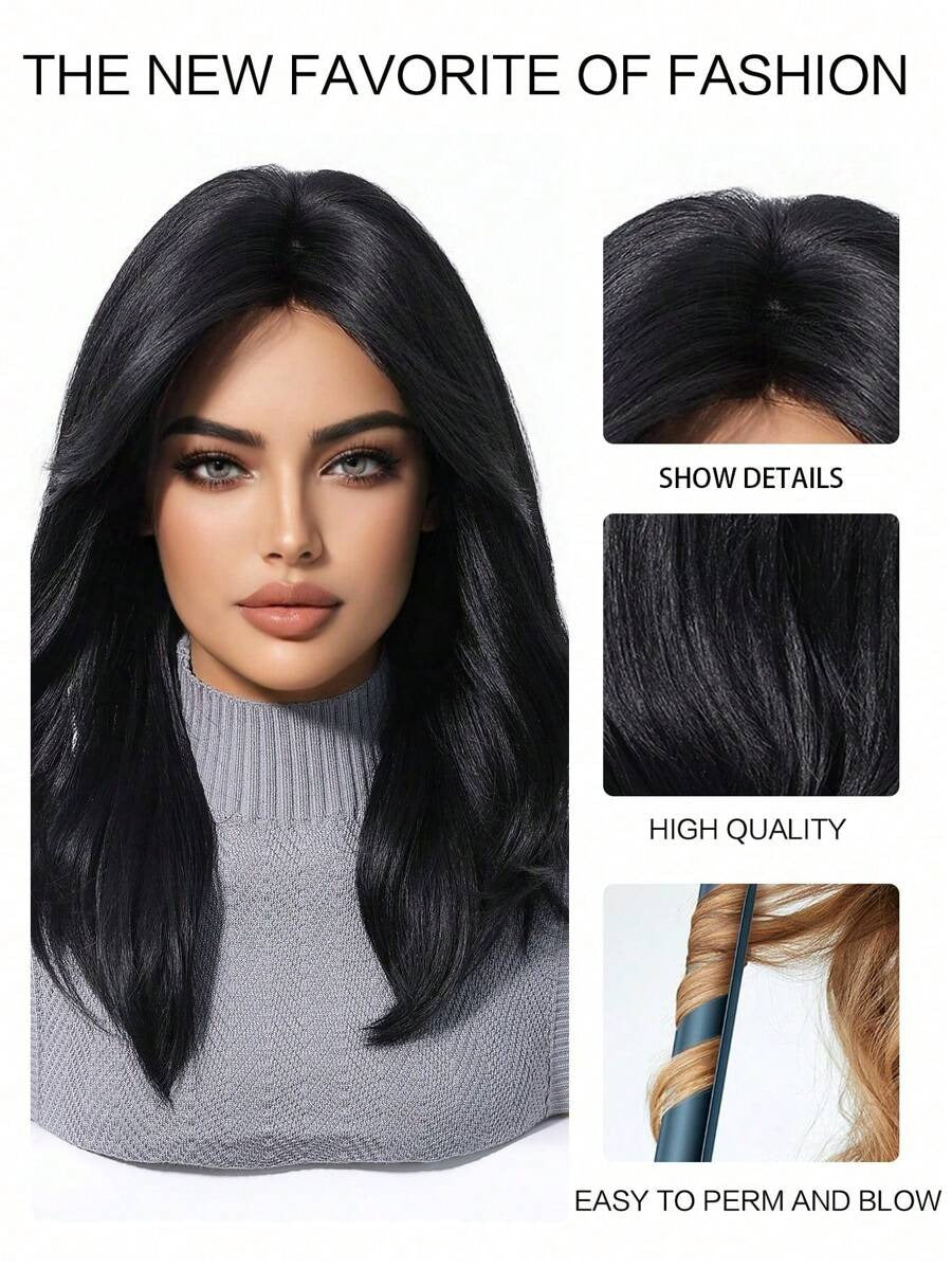 SHEIN باروكة ستايل وتر ويف شعر أسود