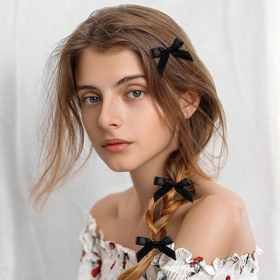 SHEIN مجموعة مشابك شعر حريرية بشكل فراشات و فيونكات