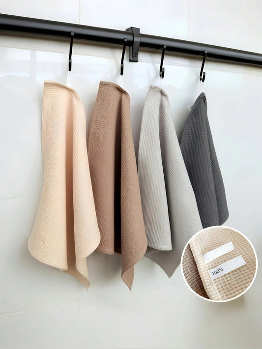 SHEIN طقم 4 قطع فوط وممسحات مطبخ قماشية ماصة