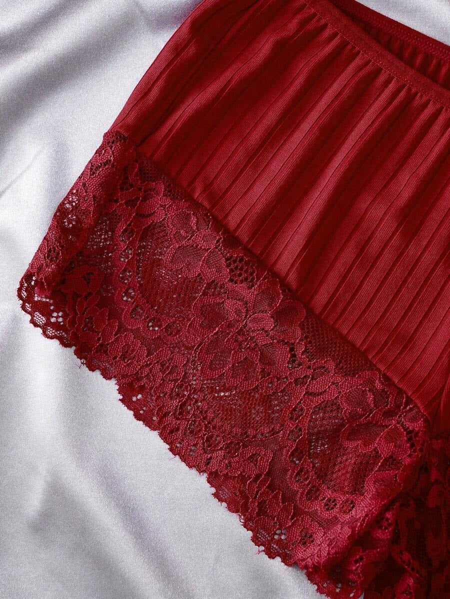 SHEIN طقم لانجري قطعتين بلون عنابي فاتح