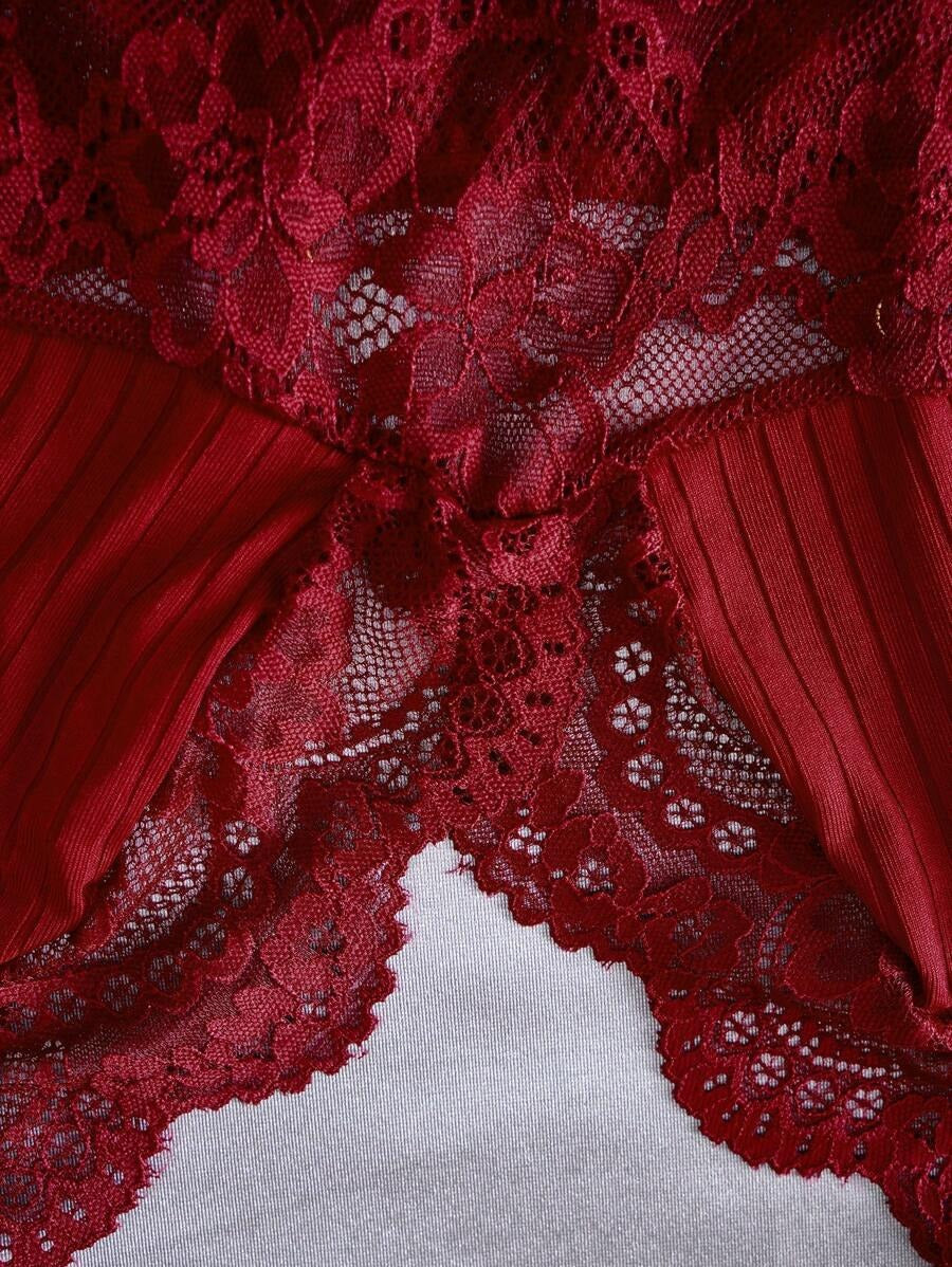 SHEIN طقم لانجري قطعتين بلون عنابي فاتح