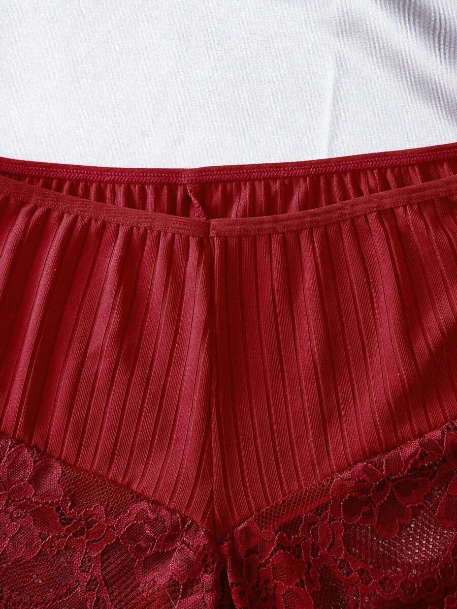 SHEIN طقم لانجري قطعتين بلون عنابي فاتح