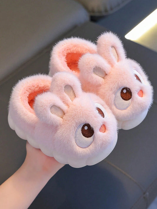 SHEIN أحذية أطفال داخلية بنمط أرنب مع بطانة فرو صناعي