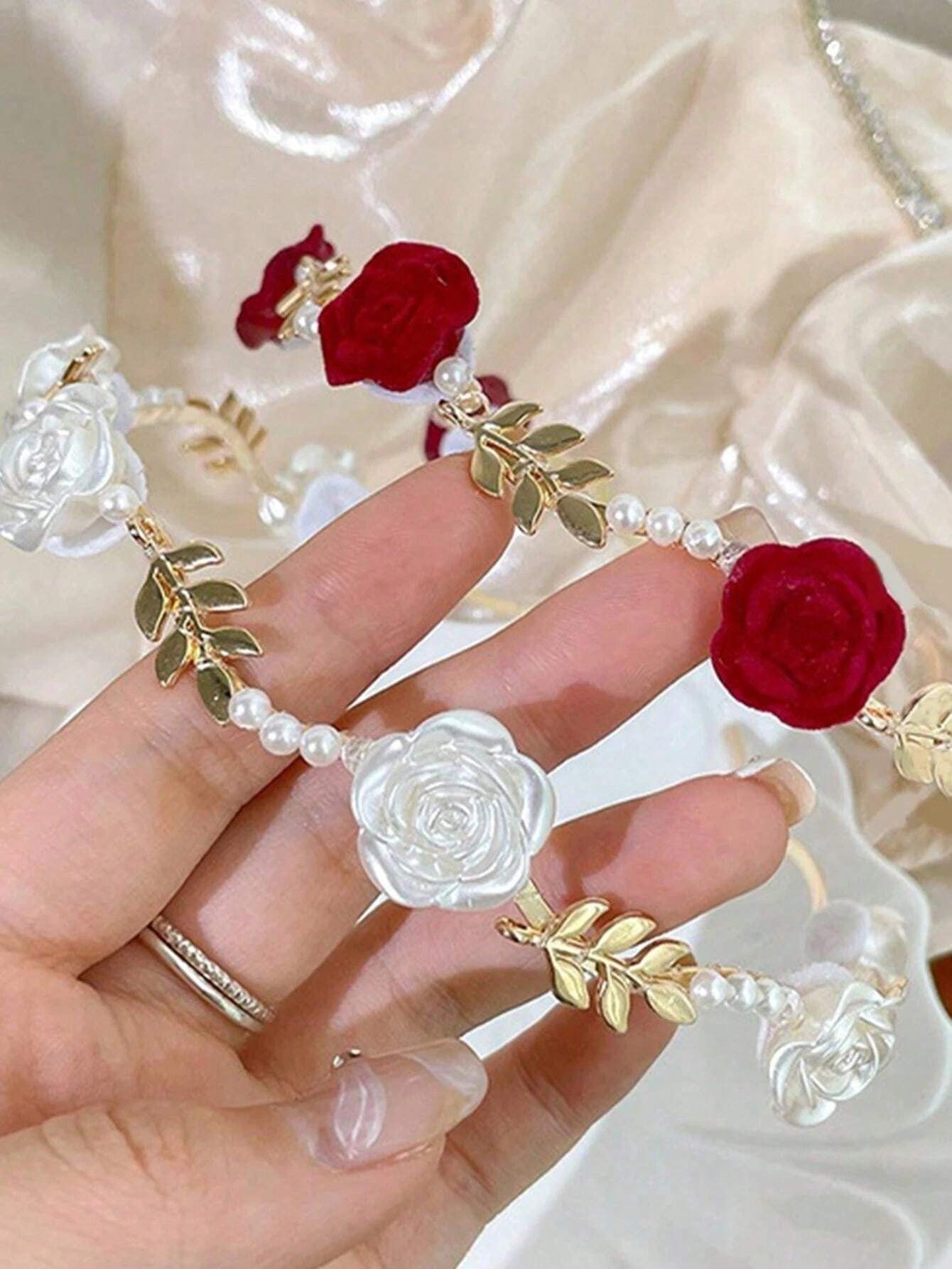 SHEIN طقم شريطين شعر بخرز لامع