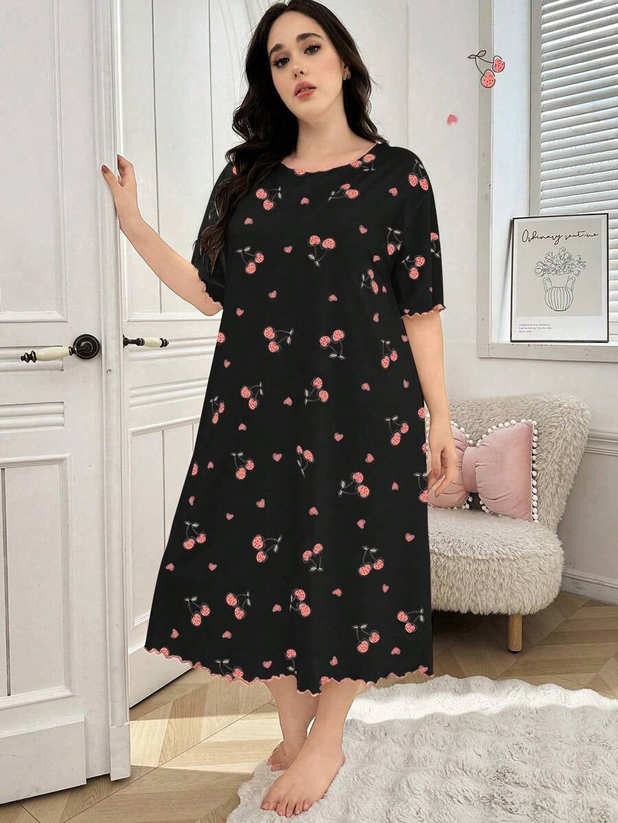 SHEIN قميص نوم بطبعة كرز وألوان مبهجة
