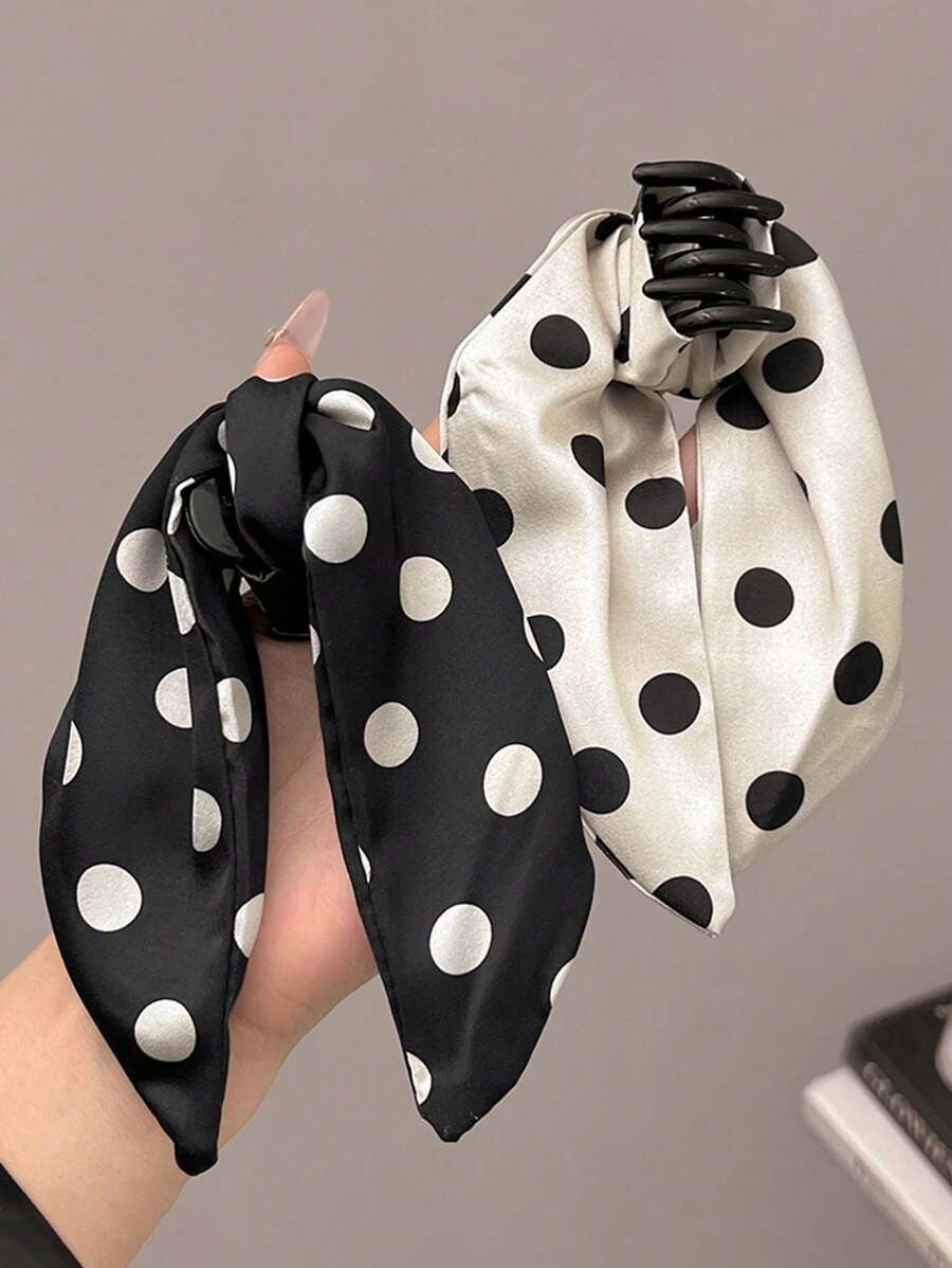 SHEIN مشبك شعر فراشة بنقاط بيضاء وسوداء
