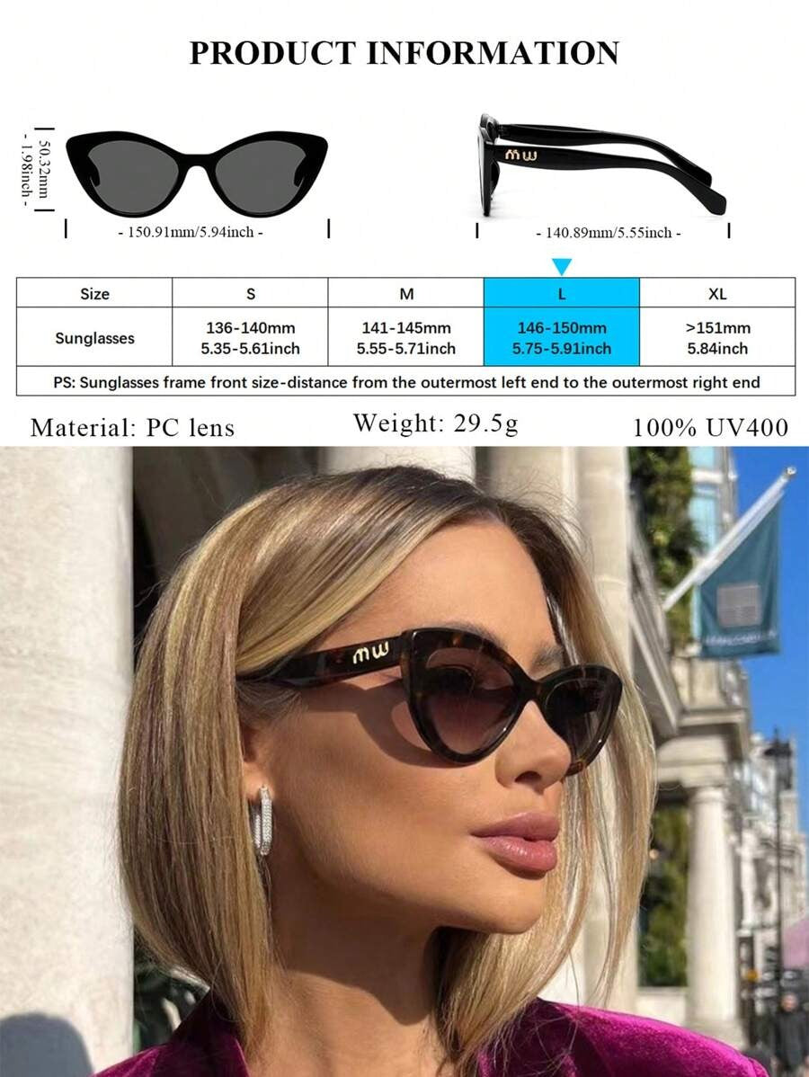 SHEIN نضارة عين قط أنيقة بحرف ديزاين لون نمر بني