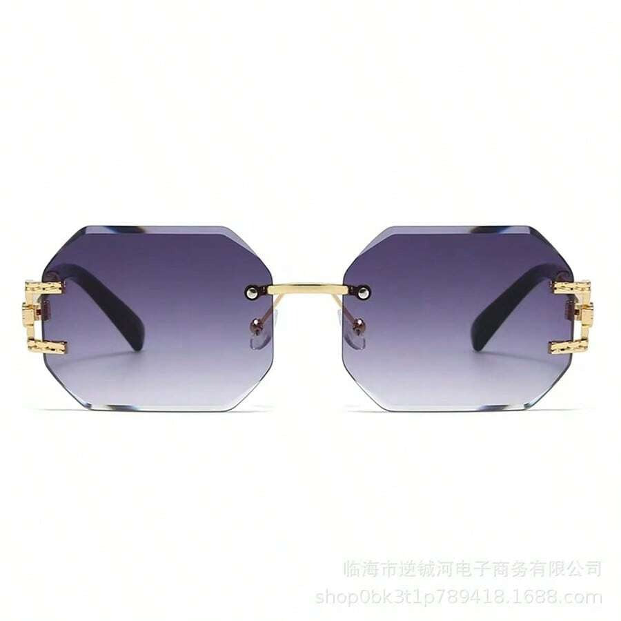 SHEIN نضارة شمس بدون إطار بتصميم هندسي شيك لون اورجواني