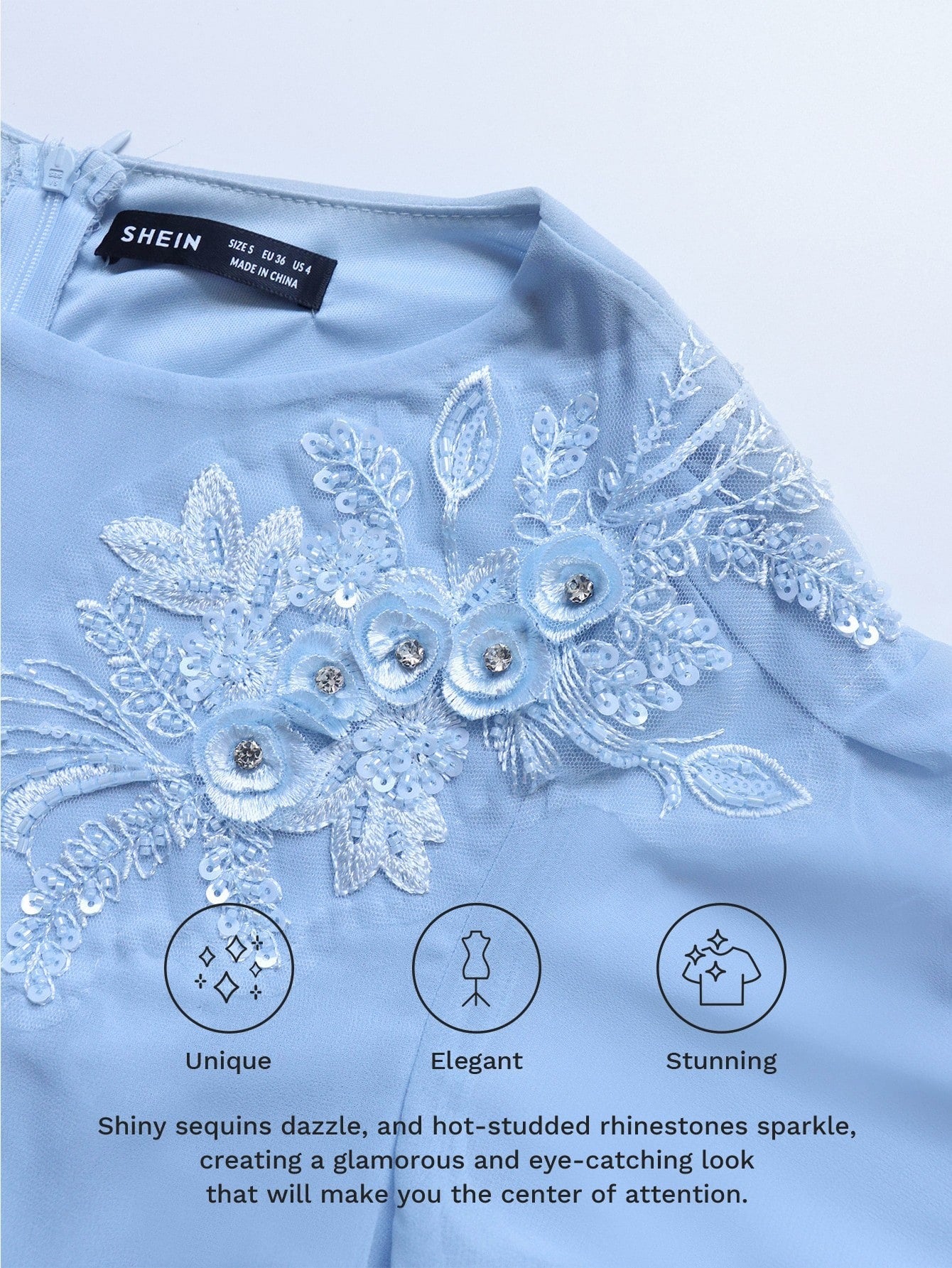 SHEIN Coutiva فستان ماكسي أنيق بلون أزرق فاتح