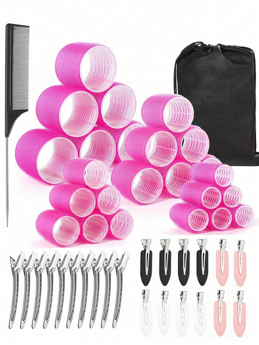 SHEIN مجموعة 50 قطعة لفافات تجعيد شعر ذاتية بدون حرارة