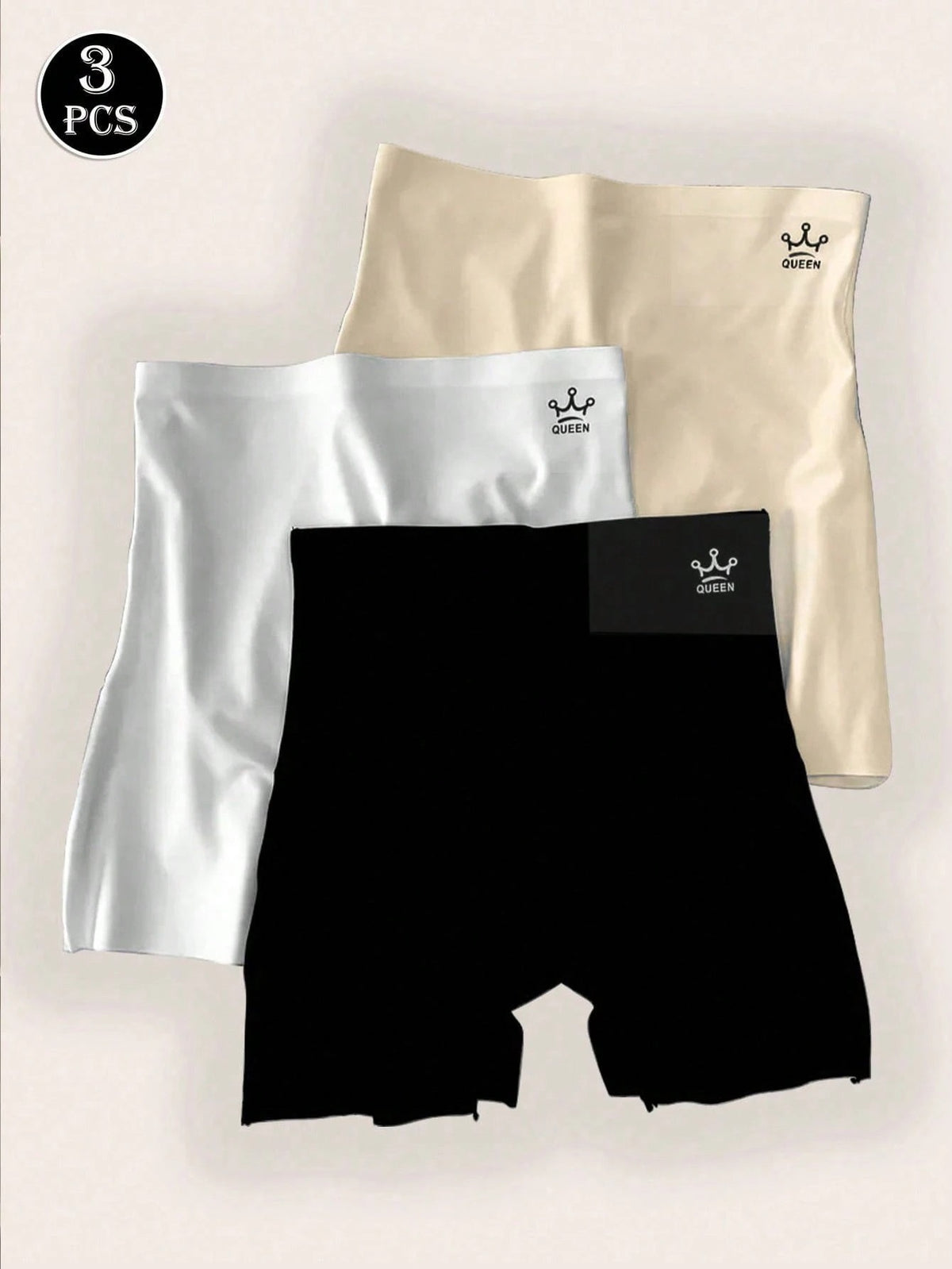 SHEIN طقم 3 قطع سراويل نسائية مريحة بوي شورتس بخصر عالي