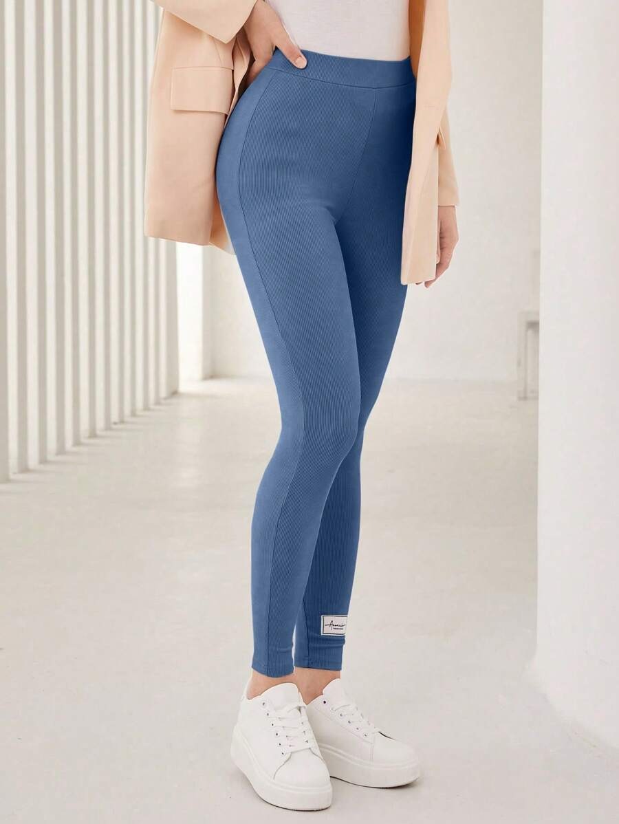 SHEIN بنطلون أنيق بستايل كاجوال لون أزرق مخضر