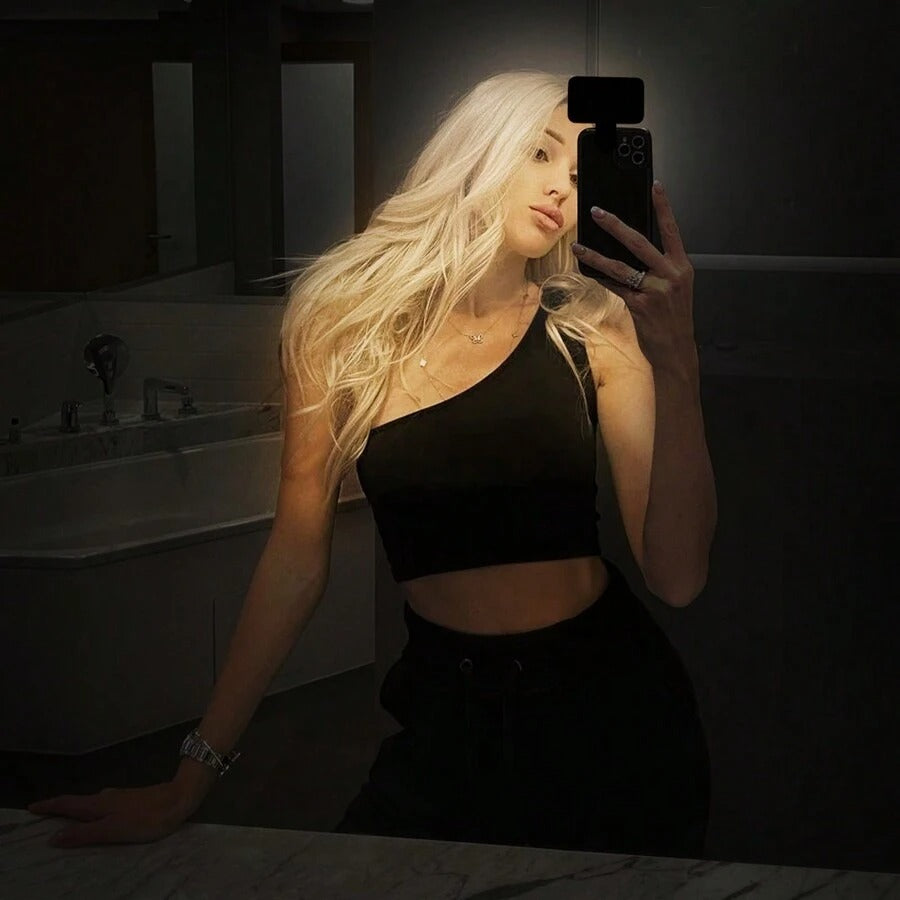 SHEIN Type C ضوء سيلفي محمول بشحن لون أسود