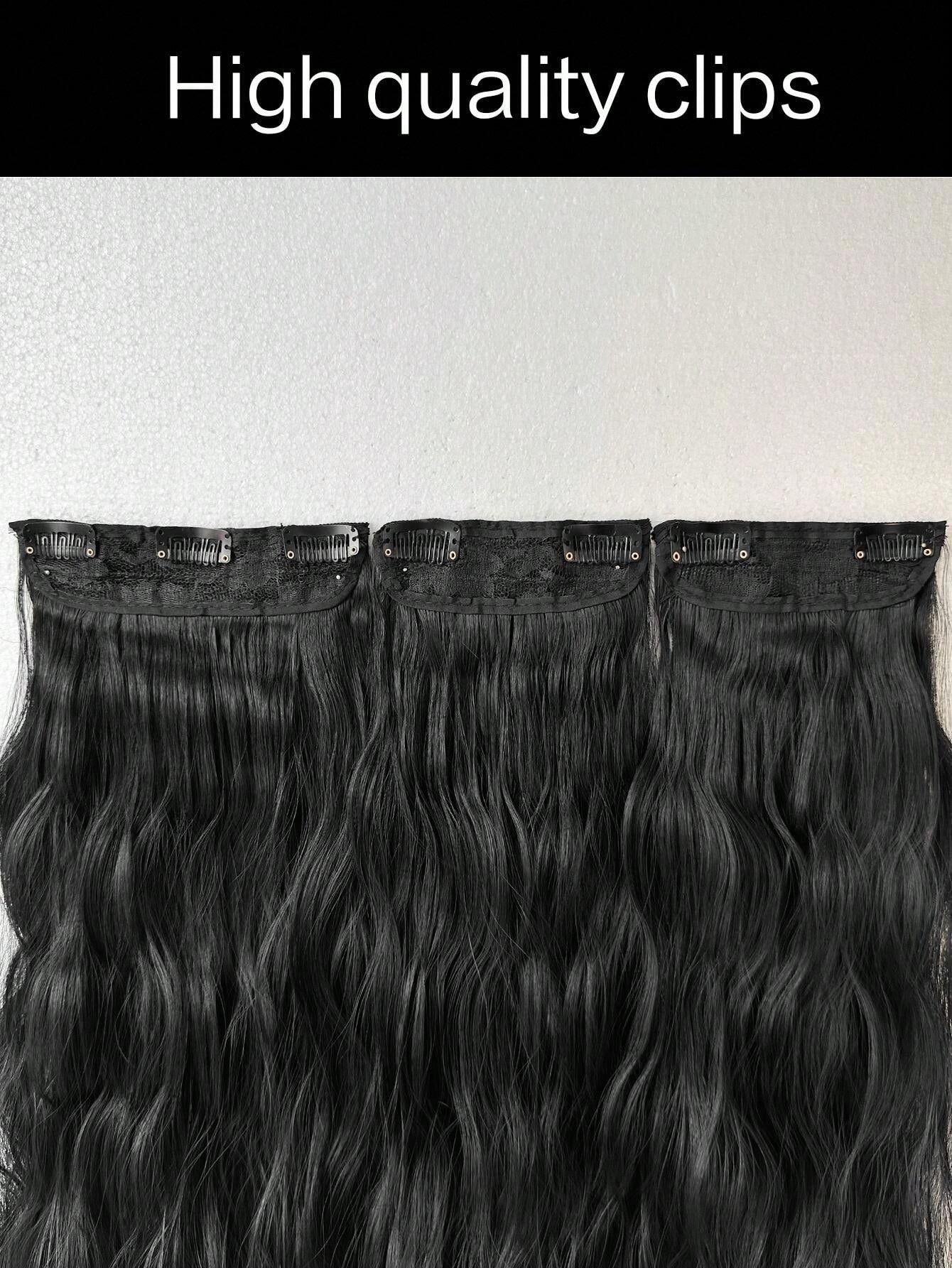 SHEIN مجموعة 3 قطع وصلات شعر بمشبك بلون أسود