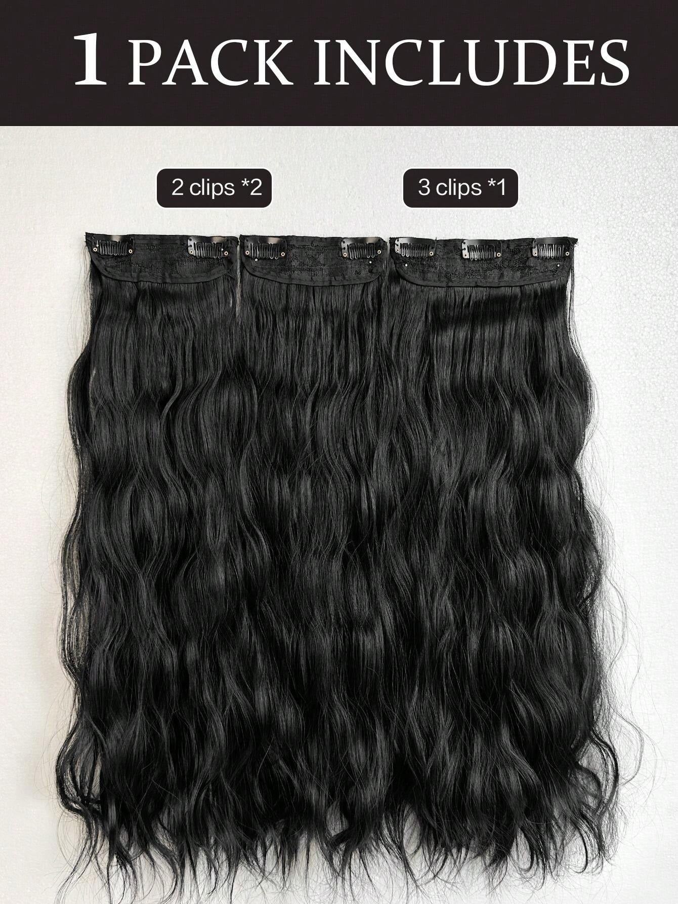 SHEIN مجموعة 3 قطع وصلات شعر بمشبك بلون أسود