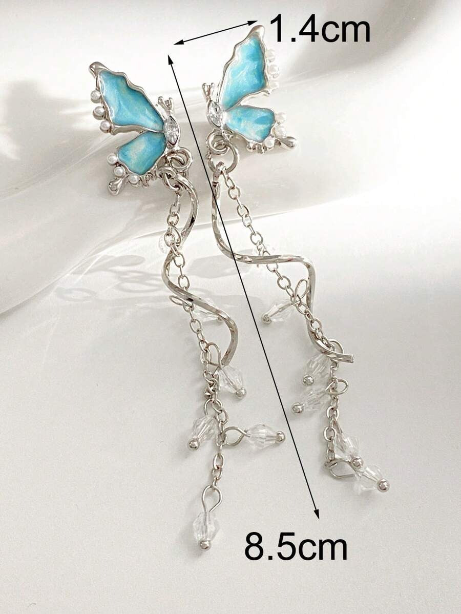 SHEIN حلق فراشة بشرابات وخيط ماس
