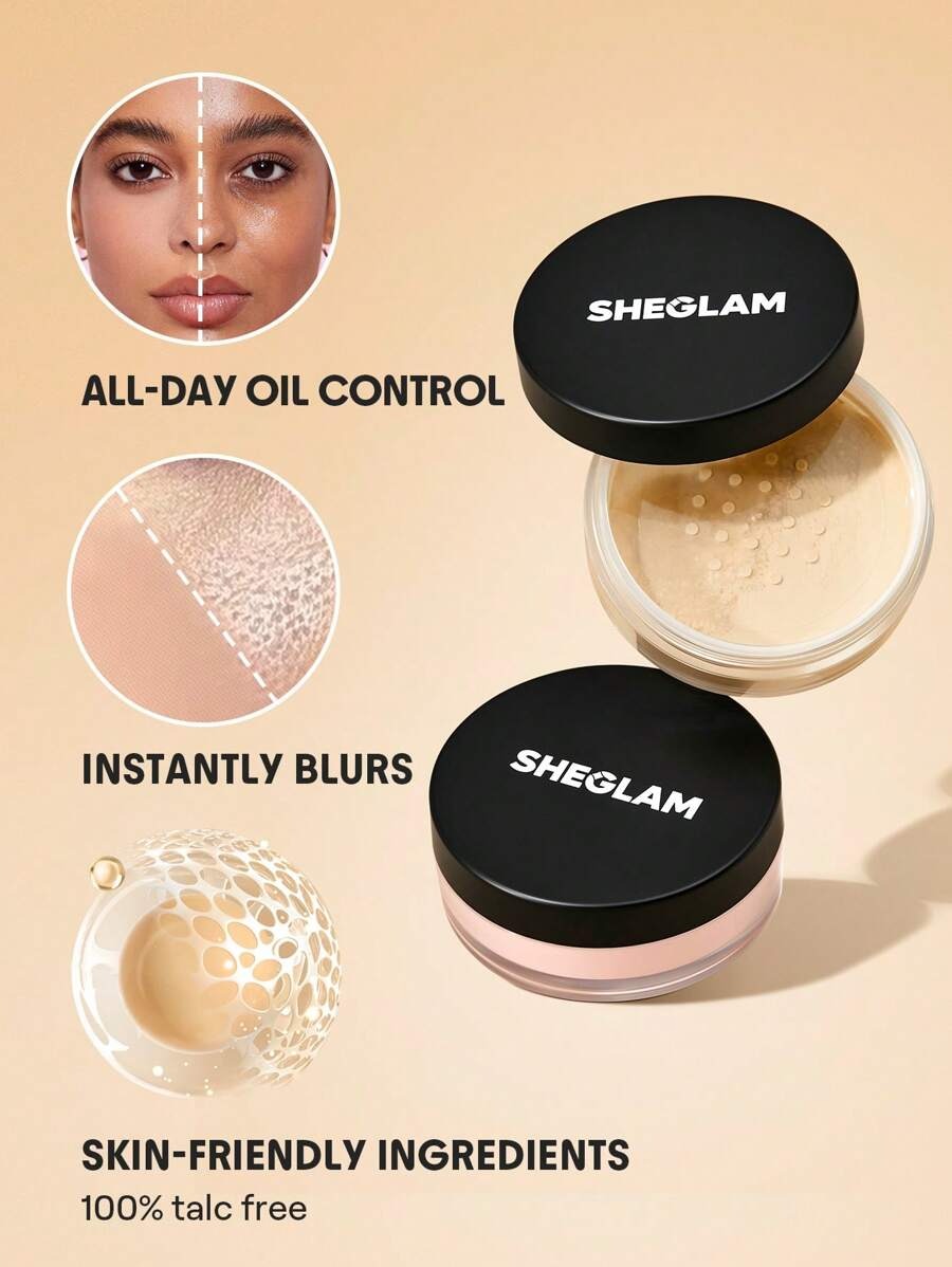 SHEGLAM Deep Brown بودرة سائبة خفيفة تمنع اللمعان الزائد وتنعم الخطوط الدقيقة