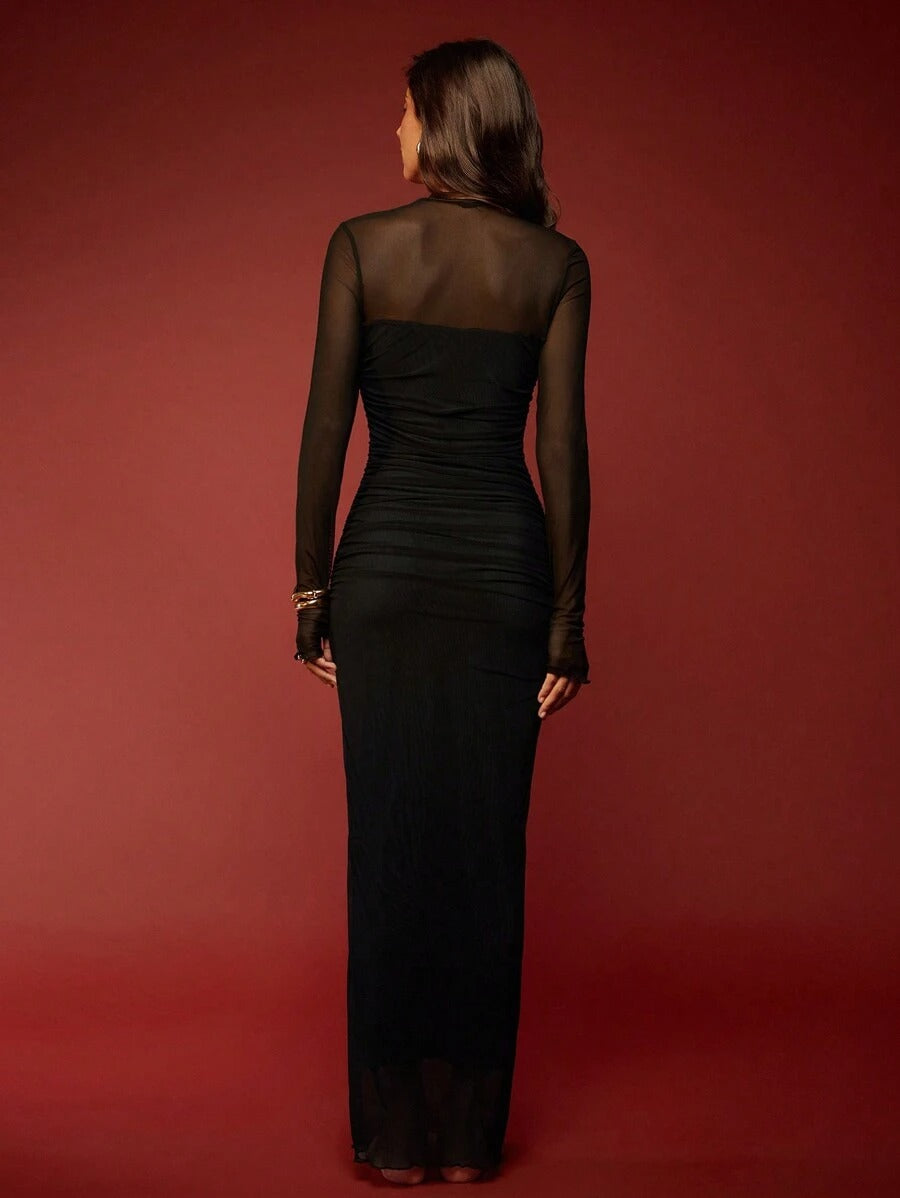 SHEIN Opulessa فستان كروشيه شفاف بأكمام طويلة