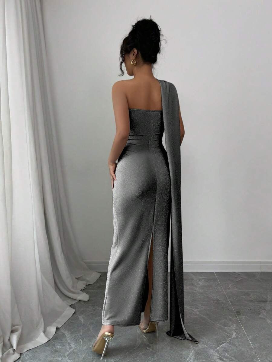 SHEIN Elenzga فستان سهرة أنيق بلون أسود