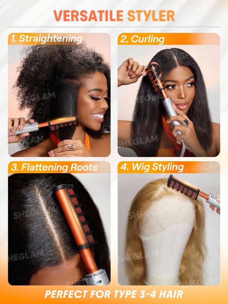 SHEGLAM فرشاة شعر 2 في 1 تمشيط وفرد الشعر