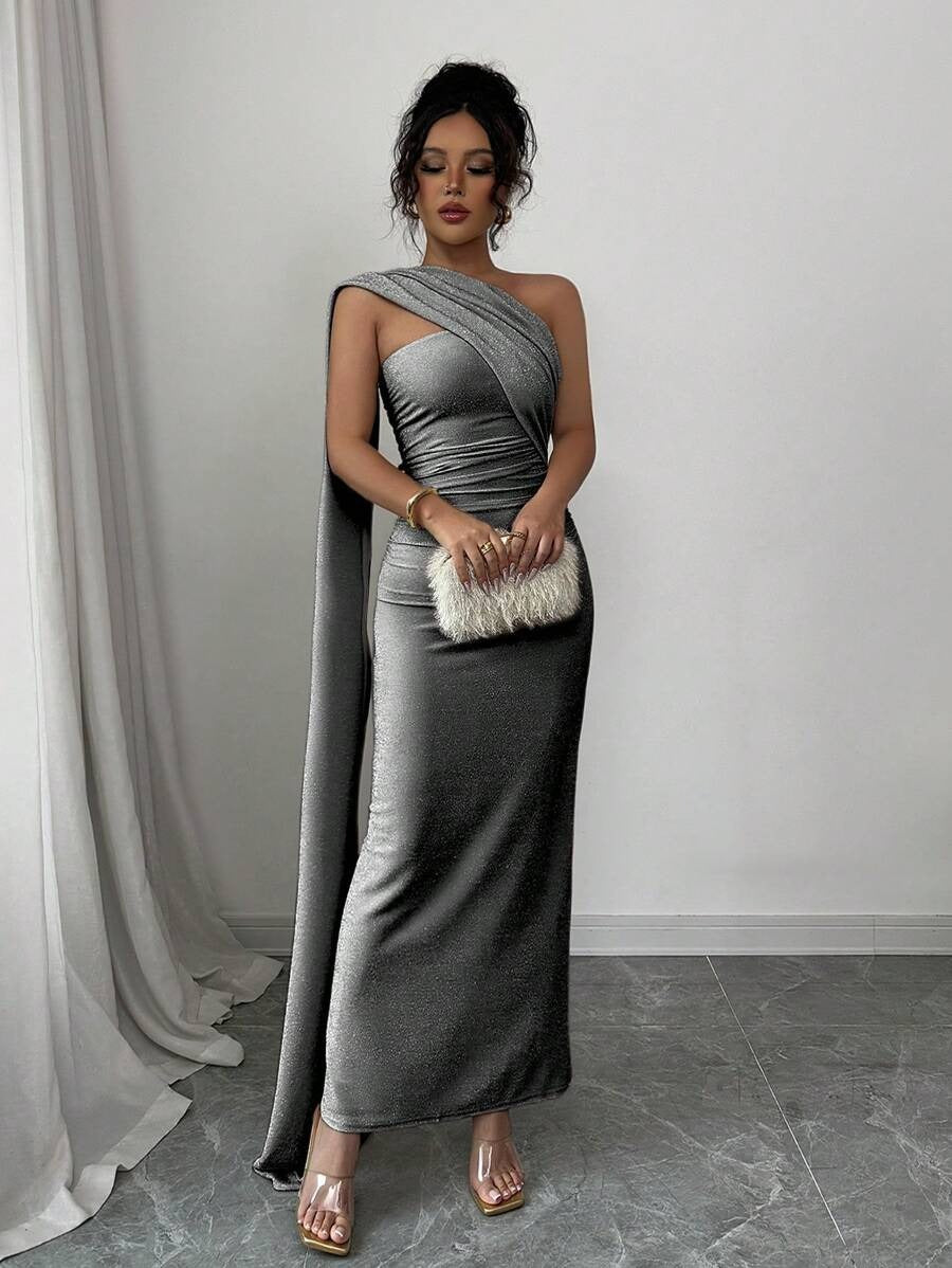 SHEIN Elenzga فستان سهرة أنيق بلون أسود