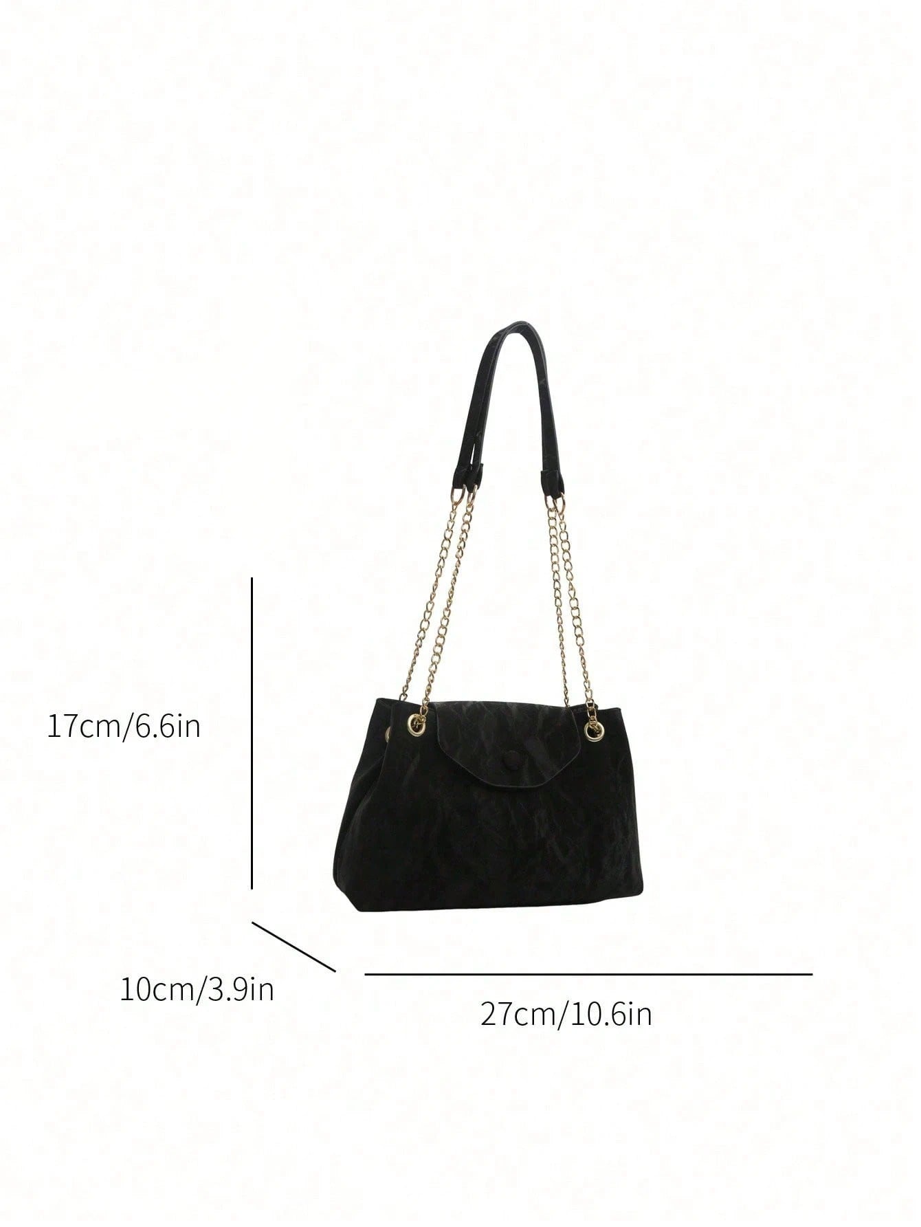 SHEIN حقيبة كتف سوداء كاجوال عصرية بسلسلة