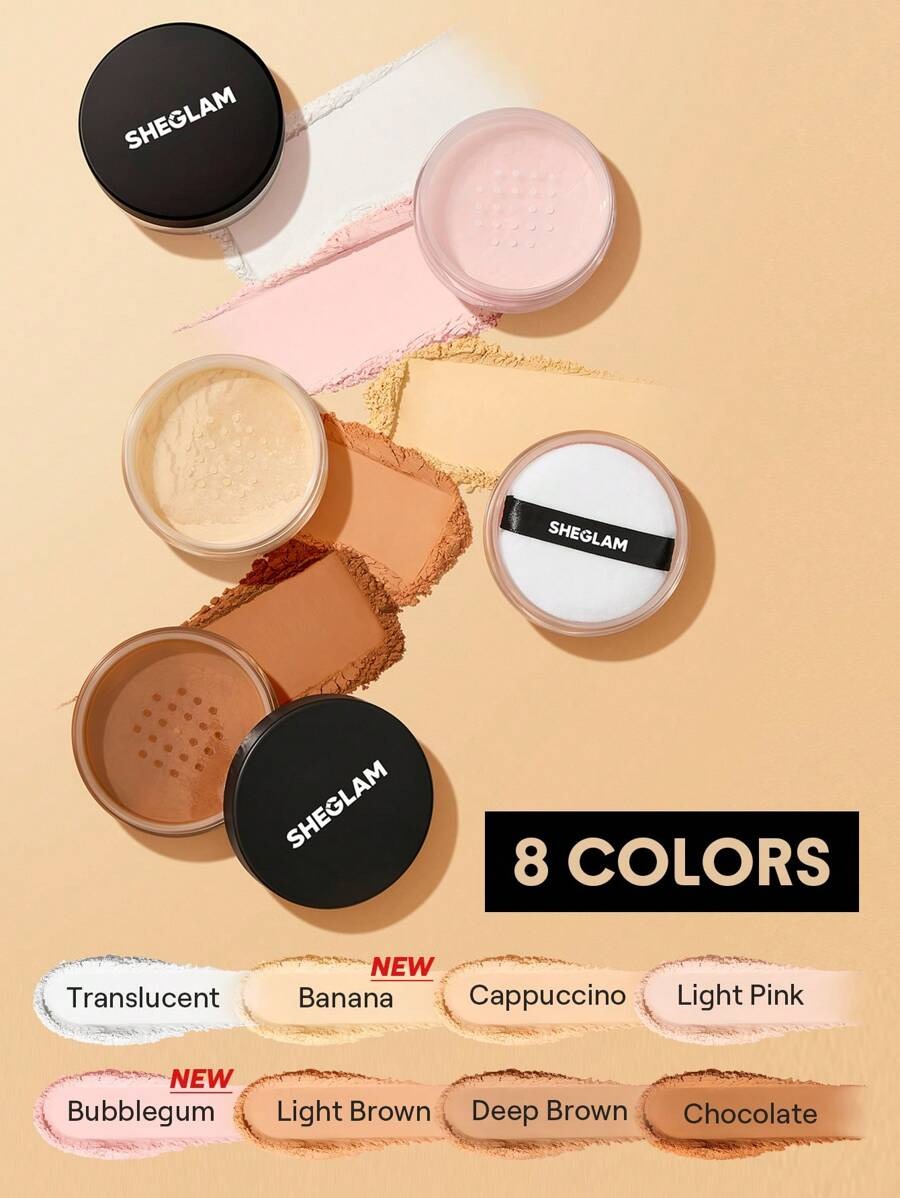 SHEGLAM Deep Brown بودرة سائبة خفيفة تمنع اللمعان الزائد وتنعم الخطوط الدقيقة