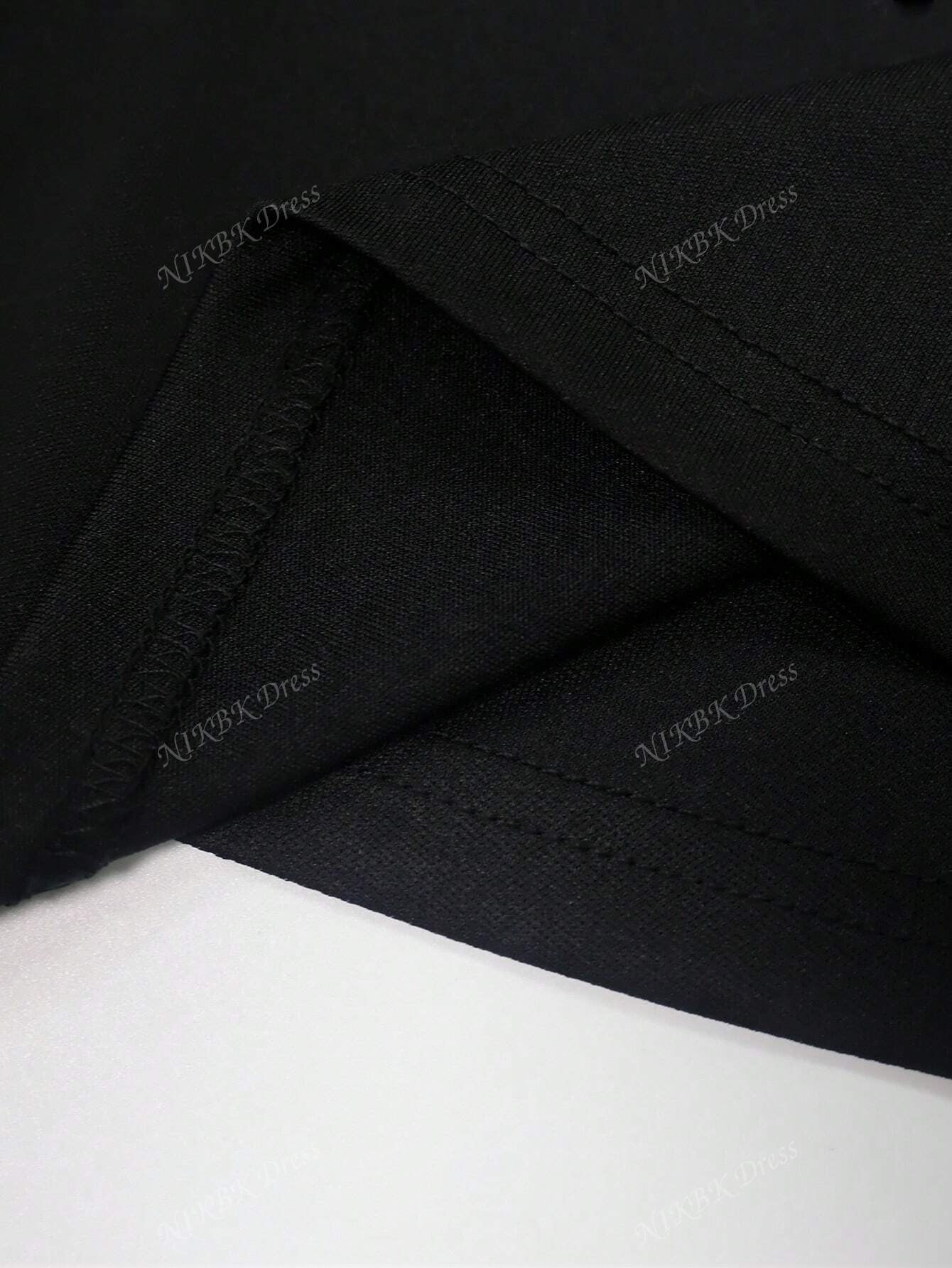 SHEIN NIKBK فستان أسود طويل مزين بالراينستون
