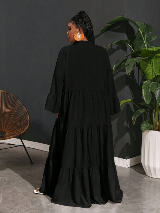 SHEIN Slaydiva فستان قميص شيفون A لاين مقاسات كبيرة