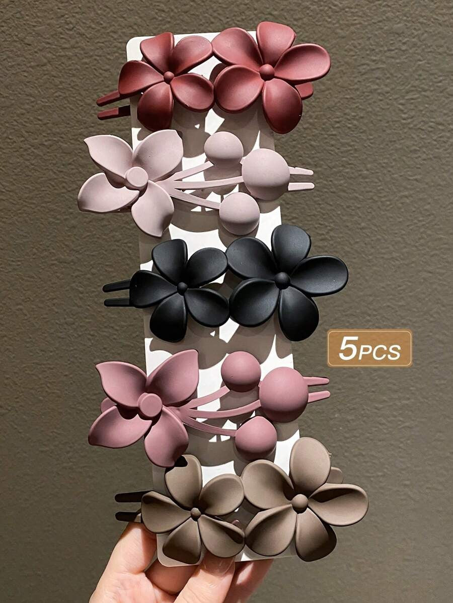 SHEIN مشابك شعر بتصميم زهري 5 قطع