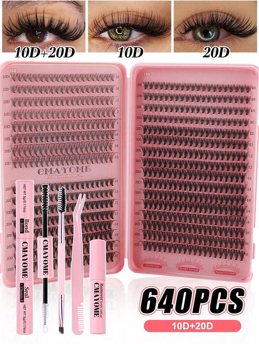 SHEIN DIY طقم 640 قطعة رموش عنقودية بأطوال مختلفة كثيفة