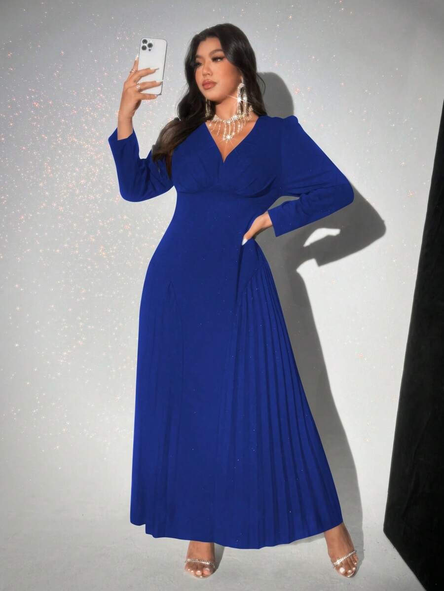 SHEIN فستان ماكسي أزرق غامق طويل