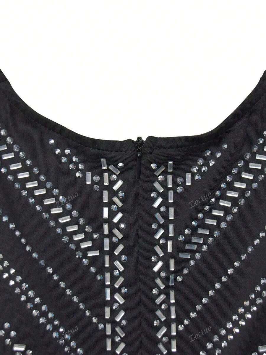 SHEIN Zoctuo فستان سهرة طويل أسود مرصع