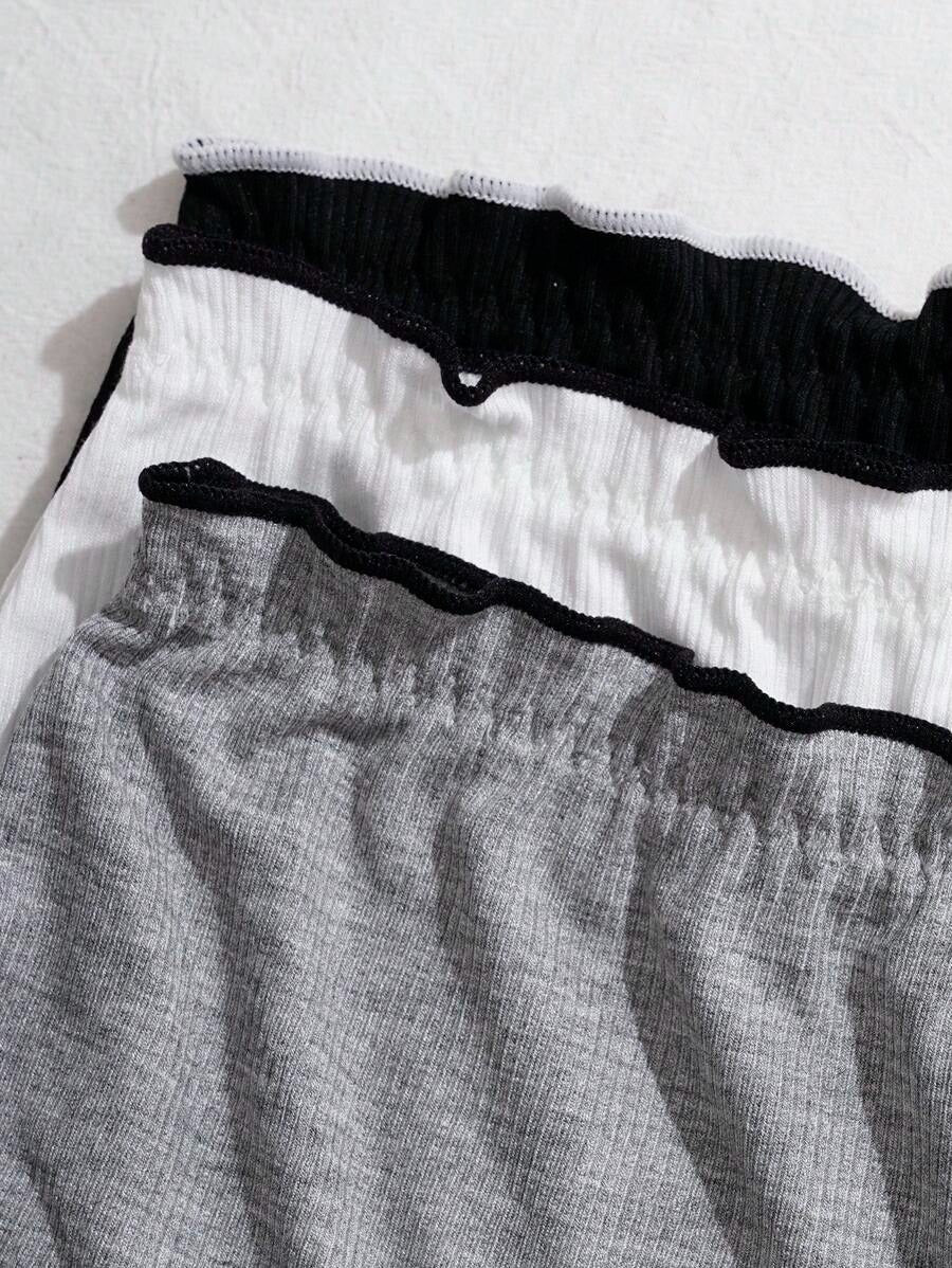 SHEIN طقم 3 سراويل داخلية بوي شورتس بشريط مكشكش