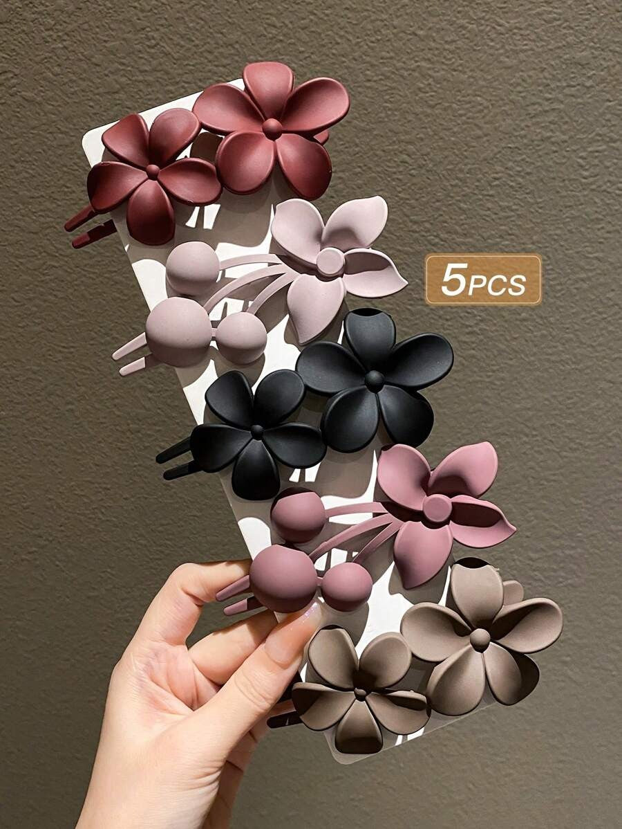 SHEIN مشابك شعر بتصميم زهري 5 قطع
