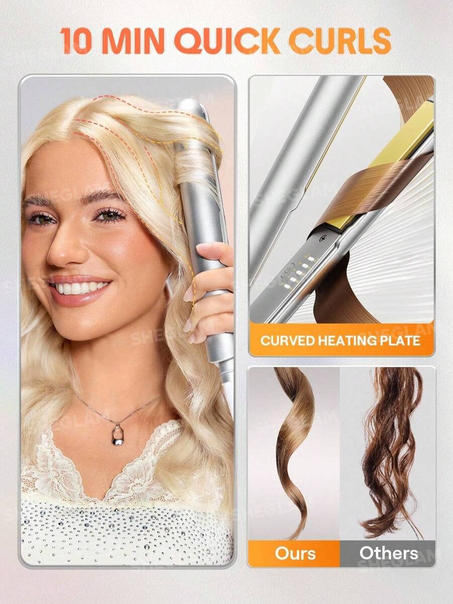 SHEGLAM HAIR Slick Chic Insta Heat مكواة فرد الشعر