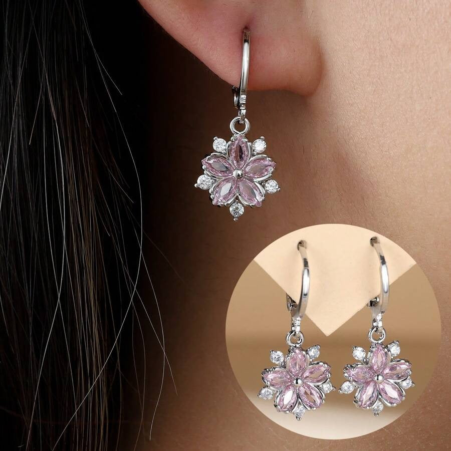 SHEIN وج أنيق من أقراط الأزهار بتصميم كوري ناعم
