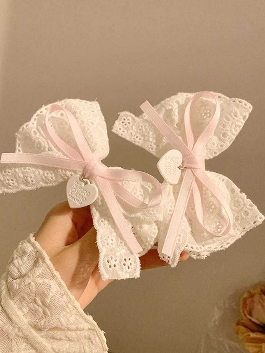 SHEIN مشبك شعر بناتي بفيونكة بيضاء