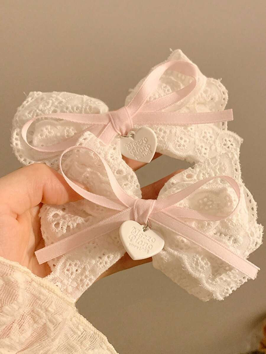 SHEIN مشبك شعر بناتي بفيونكة بيضاء